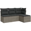 Image de vidaXL Ensemble de salon de jardin 4 pièces avec coussins Gris Poly rotin