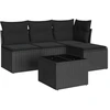 Image de vidaXL Ensemble de salon de jardin 5 pièces avec coussins noir poly rotin