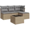 Image de vidaXL Ensemble de salon de jardin 5 pièces avec coussins Beige Poly Rattan