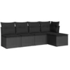 Image de vidaXL Ensemble de salon de jardin 5 pièces avec coussins noir poly rotin