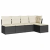 Image de vidaXL Ensemble de salon de jardin 5 pièces avec coussins noir poly rotin