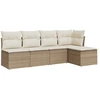Image de vidaXL Ensemble de salon de jardin 5 pièces avec coussins Beige Poly Rattan