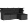 Image de vidaXL Ensemble de salon de jardin 4 pièces avec coussins noir poly rotin