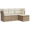 Image de vidaXL Ensemble de salon de jardin 4 pièces avec coussins Beige Poly Rattan