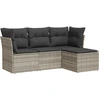 Image de vidaXL Ensemble de salon de jardin 4 pièces avec coussins gris clair Poly rotin