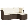 Image de vidaXL Ensemble de salon de jardin 4 pièces avec coussins Marron Poly Rattan