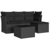 Image de vidaXL Ensemble de salon de jardin 5 pièces avec coussins noir poly rotin