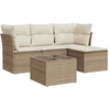 Image de vidaXL Ensemble de salon de jardin 5 pièces avec coussins Beige Poly Rattan