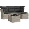Image de vidaXL Ensemble de salon de jardin 5 pièces avec coussins gris clair Poly rotin