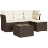 Image de vidaXL Ensemble de salon de jardin 5 pièces avec coussins Marron Poly Rattan