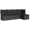 Image de vidaXL Ensemble de salon de jardin 5 pièces avec coussins noir poly rotin