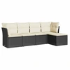 Image de vidaXL Ensemble de salon de jardin 5 pièces avec coussins noir poly rotin