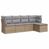 Image de vidaXL Ensemble de salon de jardin 5 pièces avec coussins Beige Poly Rattan