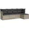 Image de vidaXL Ensemble de salon de jardin 5 pièces avec coussins gris clair Poly rotin