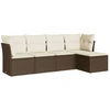 Image de vidaXL Ensemble de salon de jardin 5 pièces avec coussins Marron Poly Rattan