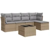 Image de vidaXL Ensemble de salon de jardin 6 pièces avec coussins Beige Poly Rattan