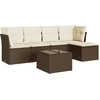 Image de vidaXL Ensemble de salon de jardin 6 pièces avec coussins Marron Poly Rattan