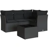 Image de vidaXL Ensemble de salon de jardin 5 pièces avec coussins noir poly rotin