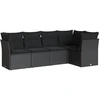 Image de vidaXL Ensemble de salon de jardin 5 pièces avec coussins noir poly rotin