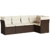 Image de vidaXL Ensemble de salon de jardin 5 pièces avec coussins Marron Poly Rattan