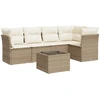 Image de vidaXL Ensemble de salon de jardin 6 pièces avec coussins Beige Poly Rattan