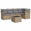 Image de vidaXL Ensemble de salon de jardin 6 pièces avec coussins Beige Poly Rattan