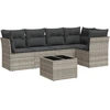 Image de vidaXL Ensemble de salon de jardin 6 pièces avec coussins gris clair Poly rotin