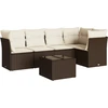 Image de vidaXL Ensemble de salon de jardin 6 pièces avec coussins Marron Poly Rattan