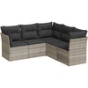 Image de vidaXL Ensemble de salon de jardin 5 pièces avec coussins gris clair Poly rotin