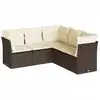 Image de vidaXL Ensemble de salon de jardin 5 pièces avec coussins Marron Poly Rattan