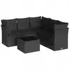 Image de vidaXL Ensemble de salon de jardin 6 pièces avec coussins noir poly rotin