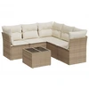 Image de vidaXL Ensemble de salon de jardin 6 pièces avec coussins Beige Poly Rattan