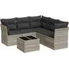 Image de vidaXL Ensemble de salon de jardin 6 pièces avec coussins gris clair Poly rotin