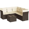 Image de vidaXL Ensemble de salon de jardin 6 pièces avec coussins Marron Poly Rattan
