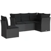 Image de vidaXL Ensemble de salon de jardin 5 pièces avec coussins noir poly rotin
