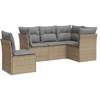Image de vidaXL Ensemble de salon de jardin 5 pièces avec coussins Beige Poly Rattan