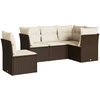 Image de vidaXL Ensemble de salon de jardin 5 pièces avec coussins Marron Poly Rattan