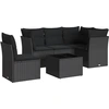 Image de vidaXL Ensemble de salon de jardin 6 pièces avec coussins noir poly rotin