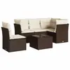 Image de vidaXL Ensemble de salon de jardin 6 pièces avec coussins Marron Poly Rattan