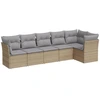 Image de vidaXL Ensemble de salon de jardin 6 pièces avec coussins Beige Poly Rattan