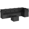 Image de vidaXL Ensemble de salon de jardin 7 pièces avec coussins noir poly rotin