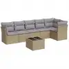 Image de vidaXL Ensemble de salon de jardin 7 pièces avec coussins Beige Poly Rattan