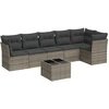 Image de vidaXL Ensemble de salon de jardin 7 pièces avec coussins Gris Poly rotin