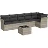 Image de vidaXL Ensemble de salon de jardin 7 pièces avec coussins gris clair Poly rotin
