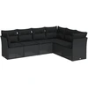 Image de vidaXL Ensemble de salon de jardin 6 pièces avec coussins noir poly rotin