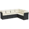 Image de vidaXL Ensemble de salon de jardin 6 pièces avec coussins noir poly rotin