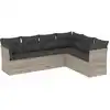 Image de vidaXL Ensemble de salon de jardin 6 pièces avec coussins gris clair Poly rotin