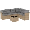 Image de vidaXL Ensemble de salon de jardin 7 pièces avec coussins Beige Poly Rattan