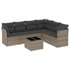 Image de vidaXL Ensemble de salon de jardin 7 pièces avec coussins Gris Poly rotin