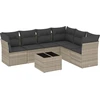 Image de vidaXL Ensemble de salon de jardin 7 pièces avec coussins gris clair Poly rotin